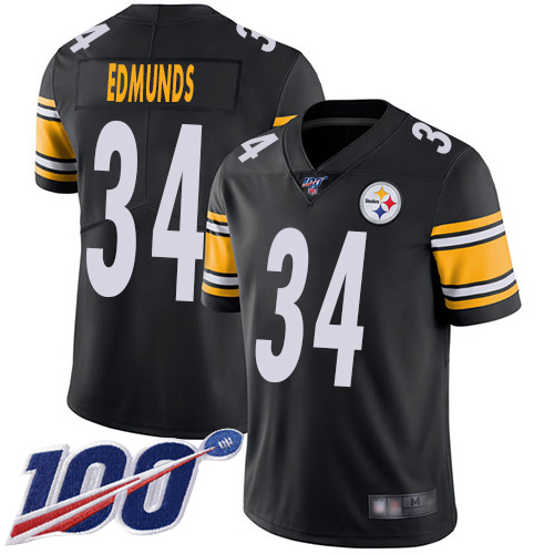 Men Pittsburgh Steelers Football 34 Limited Black Terrell Edmunds Home 100th Season Vapor Untouchable Nike NFL Jersey